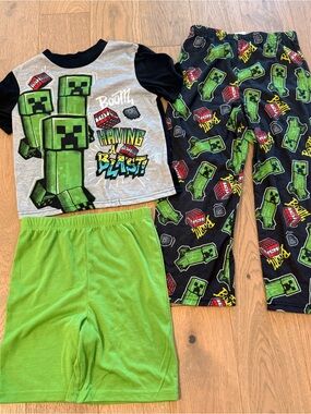Boys Green Minecraft Creeper 3-Piece Pajama Set